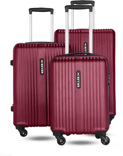 Hard Body Set of 3 Luggage 4 Wheels - STRING - Combo Set (28"+24"+20") - Red