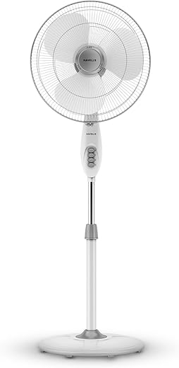 Havells 400Mm Gatik Pro 5 Star Pedestal Fan | 120 Ribs Guard Safety, Smooth Oscillation, Heavy Base For Stability, ISI Marked | 2 Year Warranty, (Grey)