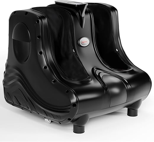 Lifelong Foot Massager Machine for Pain Relief | Electric Foot Massager with Digital Display | Feet Massager for Blood Circulation | Foot Pain Relief with Soothing Heat | Removable Cover | Black