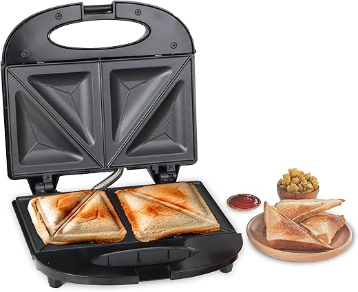 MILTON Express 800W Sandwich Toaster with Durable Die Cast Aluminium Plates | Power Indicators | Non-stick Coating | Black | 1 year warranty