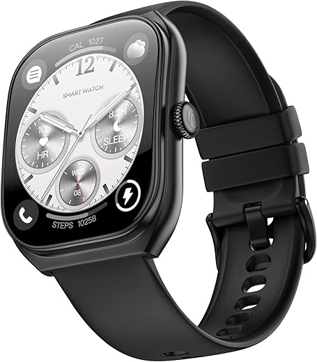 Noise Icon Arc 2.01" Immersive Curved Display Smartwatch, 10-Day Battery, 1ATM Water Resistant, Functional Crown, 100+ Sports Modes, Health Suite™, Voice Assistant, Built-in Games (Jet Black)