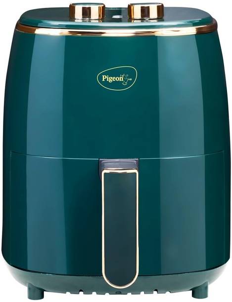 Pigeon Healthifry Manual with 360 High Speed Air Circulation Technology 1200 W with Non-Stick Basket - Green Air Fryer