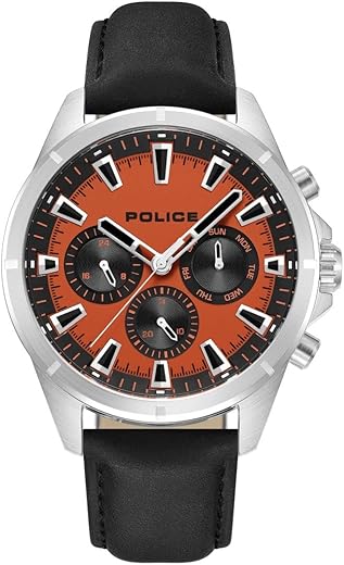 Police Analog Orange Dial Men's Watch-PLPEWJF0005804