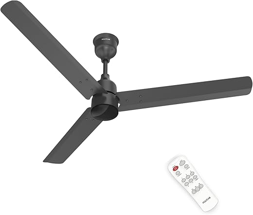Polycab Wizzy Plus 1200mm 5-Star BLDC, Remote Ceiling fan for Living Room| 55% Energy Saving, 100% Copper, High Air Delivery, Reversible & Timer | 3+1 yr Warranty【Matt Black】