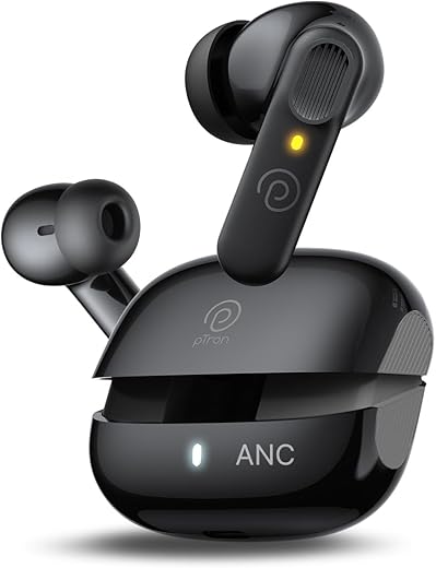 pTron Zenbuds 1 V2 ANC Bluetooth in Ear Earbuds 32Db Quietsound Tech,13Mm Hyperdrivers with 4D Panaromic Audio,4 Quadpro ANC Mics,40Ms Low Latency Game/Music Modes,Bluetooth V5.3(Black)
