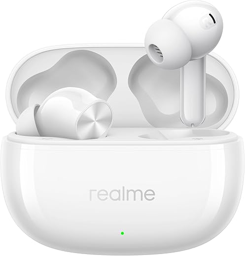 realme Buds T200x True Wireless Earbuds with 12.4mm Dynamic Bass Drivers, 25 dB ANC, Quad Mic, 45ms Latency, Upto 48 Hrs Playback, Fast Charge, IP55 Rated, BT 5.4 (Moonlight White)