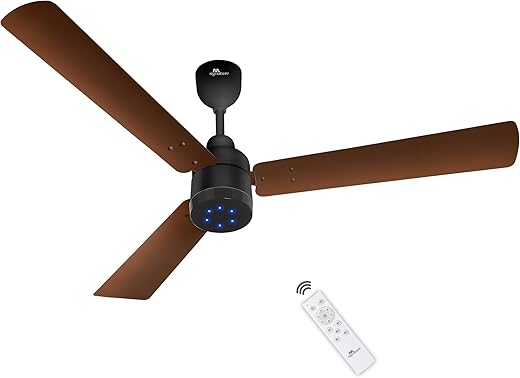 RR Signature BrightAir 1200mm BLDC Ceiling Fan with Remote Control | BEE 5 star Rated Energy Efficient Ceiling Fan | High Air Delivery with LED Indicators | 2 Year Warranty (Velvet Brown)