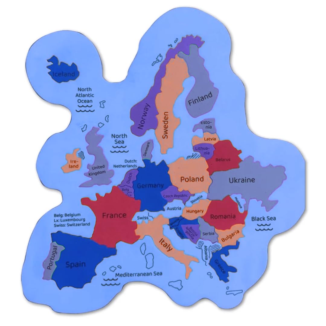 Storio Europe Map Puzzle for Kids | Educational Geography Learning Toy for Ages 4-8 | Jigsaw Puzzle Gift for Boys & Girls | Fun Way to Learn European Countries | Montessori Puzzle Game