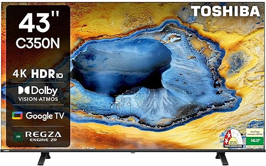TOSHIBA 108 cm (43 inches) C350NP Series 4K Ultra HD Smart LED Google TV 43C350NP (Black)