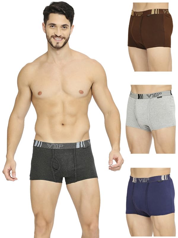 VIP Men's Cotton Solid Trunks Brando Plain_Assorted-Pack of 4