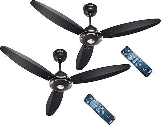ACTIVA Gracia 1200mm Ceiling Fan, 3 Wider Blade, BLDC 28 Watt Motor Fan with LED Light, Energy Saving, Full Remote Control, Reversible Mode and Timer, 5 Years Warranty - Pack of 2 - Smoke Brown
