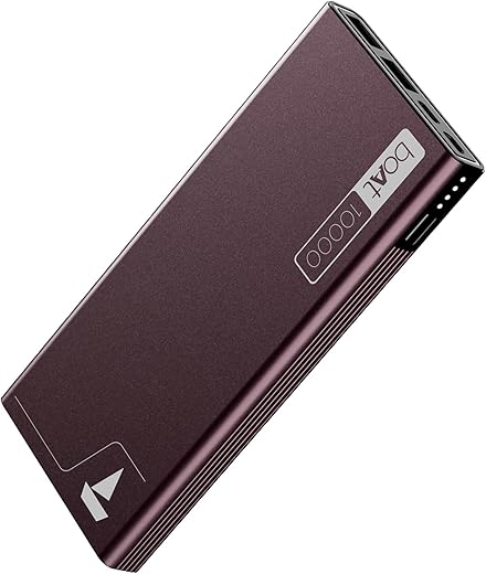 boAt Energyshroom PB300 Powerbank with 10000mAh Battery, 22.5w Fast Charging, Micro USB Input 12-Layer Smart IC Protection, LED Indicators and Aluminum Alloy Casing(Burgundy)