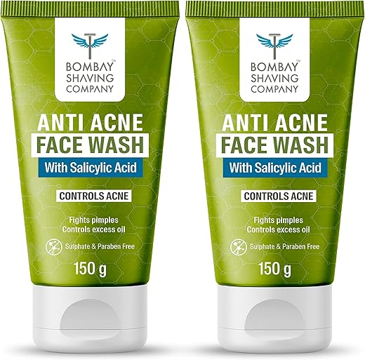Bombay Shaving Company Anti Acne Facewash | 150g x 2 | Oily and Combination Skin for Acne and Pimple control