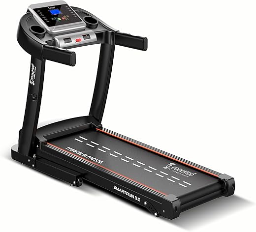 Cockatoo SmartRun3.5 3.5HP Peak DC Motorized Treadmill for Home, with 3 Level Manual Incline, Max Speed 16 Km/Hr, Max User Weight 120Kg,(DIY, Do It Yourself Installation),Black