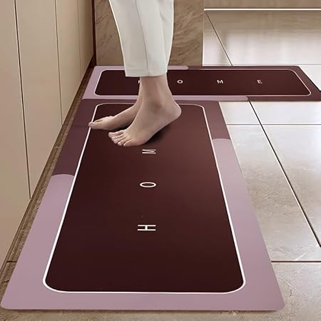 Cortina 2 Pcs Kitchen Mats, Waterproof Memory Foam Kitchen Rugs, Standing Desk Mat Floor Mats, Comfort Runner Rug Carpets for Kitchen Floor, Sink - (120 * 40 cm, 40 * 60 cm, Maroon)