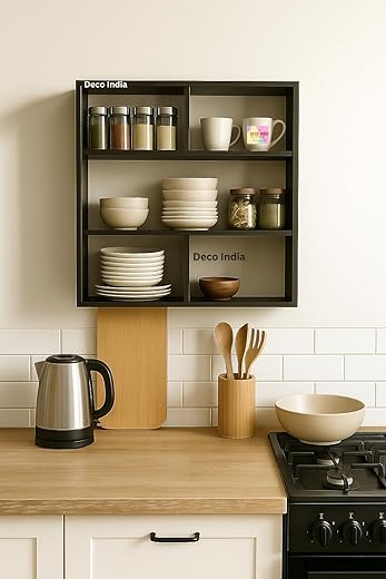 DECO INDIA Engineered Wood Multipurpose Kitchen Spice Storage Rack Shelf for Modular/Mordern Kitchen Organization Home Furniture (Brown Finish)