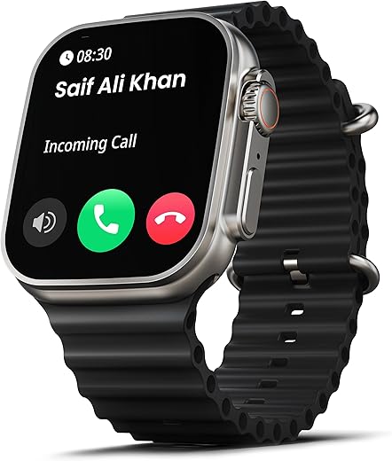 GOBOULT Newly Launched Crown Smart Watch 1.95'' Screen, BT Calling, Working Crown, Zinc Alloy Frame, 900 Nits Brightness, AI Voice Assistant, SpO2 Monitoring, 120+ Sports Mode (Pure Black)
