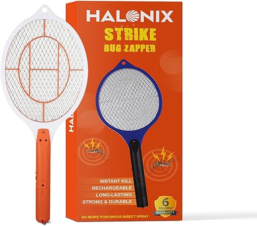 Halonix Bug Zapper Anti-Mosquito Racquet, Insect Killer Bat with Rechargeable 400 mAh Battery | Mosquito bat | Fly swatter | Orange