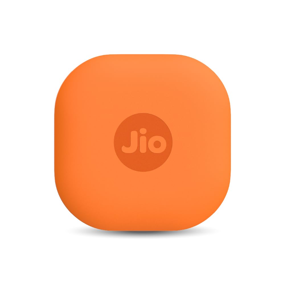 JioTag Go for Android (Orange) Worldwide Tracker, Pair with Google Find Hub app for Keys, Luggage, Bikes, Purses etc. Inside & Outside Bluetooth Range, No SIM/subscriptions Required, 1+1 Year Battery