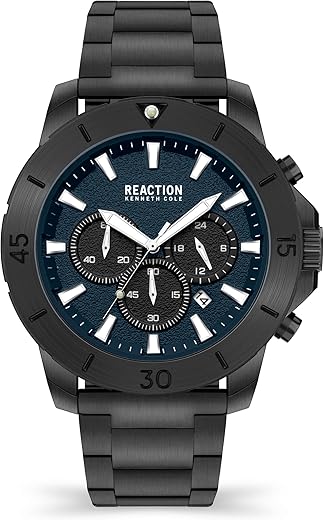 Kenneth Cole Reaction Stainless Steel Men's Analog Watch-Krwgk2192801 (Blue Dial Grey Colored Strap)