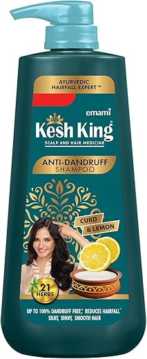Kesh King Ayurvedic Anti-Dandruff Shampoo | Reduces hair fall | Soothes itchy scalp | No Paraben & No Silicon | 21 natural ingredients | Enriched with curd, lemon & neem | 600 ml