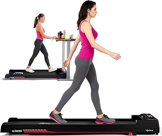Lifelong Walking Pad Treadmill | 3 HP Brushless Motor | 2-Level Manual Incline | LED Display | Foldable Design | Remote Control | 110 Kg Capacity | 8 Km/h Speed | Home Fitness Walking Machine LLTM183
