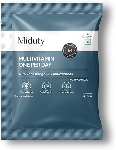 Miduty Multivitamin with Omega 3 for Men & Women | Daily Vitamin Supplement | 6 Capsule