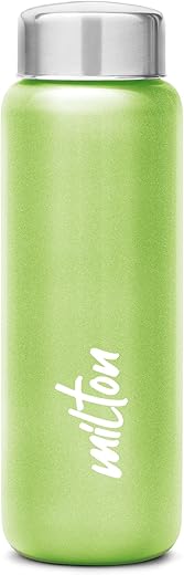 MILTON Aqua 750 Stainless Steel Water Bottle 750ml, Single Walled, ISI Certified I Leak Proof Lid, Rust Proof I For School, Office, Gym I Pista Green