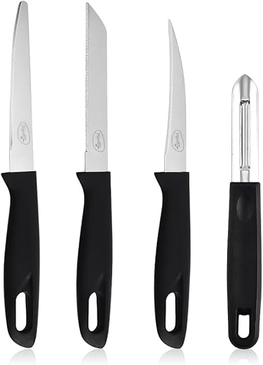 Pigeon by Stovekraft Edge High Grade Stainless Steel 4 Pcs Kitchen Knife Set | Black