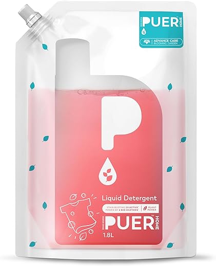 PUER Liquid Detergent Advance Care Blooming Garden 1800ml Refill Pouch for Front & Top Load Washing Machine | Plant Based & Eco Friendly | Tough Stain Removal, Color Safe & Bleach Free