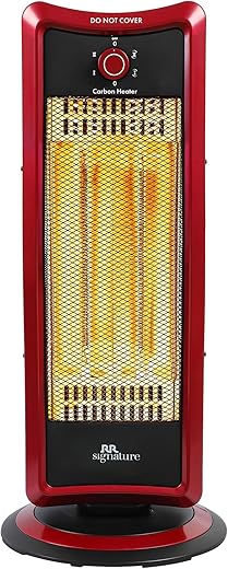 RR Signature NFERNO CARBON Room Heater 1000 Watt | 180 Degree Oscillation | Tip Over Protection |2 Heat Settings (500 W/ 1000 W) | 2 Year Warranty (Maroon)