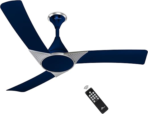 RR Signature Raptor 1200mm BLDC Designer Ceiling Fan | 350 RPM, 32W Low Power | 60% Energy Saving | Reverse Rotation | 4 Smart Modes | High Airflow | Low Noise | 2-Year Warranty [OXFORD BLUE]