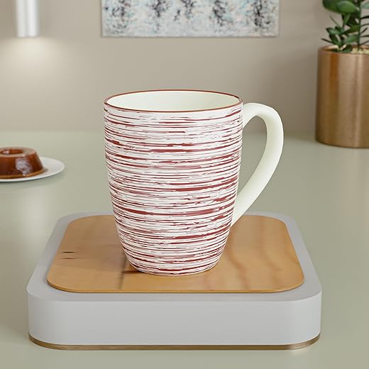 The Earth Store Brown Spiral Ceramic Coffee Mug Set of 1, 280ML | Dishwasher & Microwave Safe Tea/Milk Mug | Perfect for Casual Gathering, Giftings, Daily Use