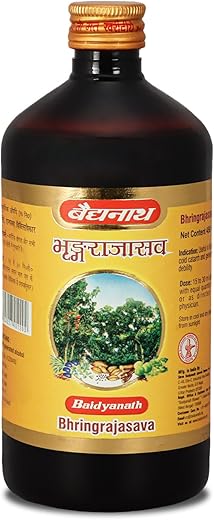 Baidyanath Bhringrajasava, Syrup (450 Ml) | Helps To Manage Common Cold, Cough & Premature Greying Of Hair | Maintains Overall Wellbeing (Pack Of 1)