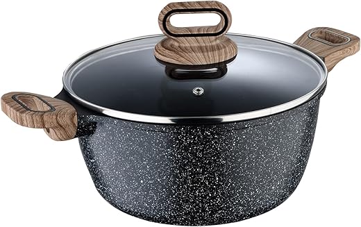 Bergner Ultimate Non-Stick 24cm (3.8L) Casserole with Glass Lid, Heatdot Technology &and Induction Base, Food Safe - Grey