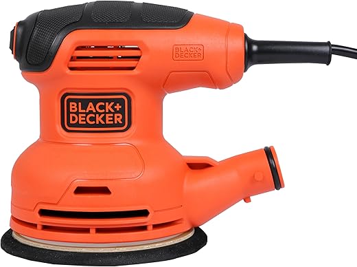 BLACK+DECKER BEW210-QS, 230V, 0-13000 RPM, 4-in-1 Corded Electric Multi-Sander With 2 Orbital Bases, Finger Sanding Attachment and Sanding Sheets, Orange and Black