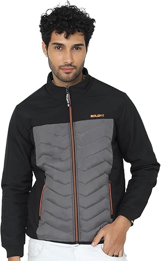 Boldfit Polyester Winter Standard Length Jacket For Men Quilted Hooded Winter Jackets For Men & Boys Full Sleeve Men's Jacket Monsoon Jackets For Men All Weather Jacket For Men