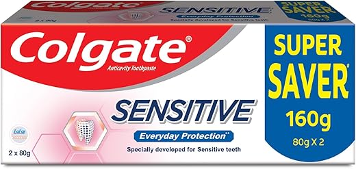 Colgate Sensitive Everyday Protection Toothpaste, Combo Pack Of 160g (80g X 2), Specifically Developed For Sensitive Teeth & Healthy Gums, Colgate Toothpaste For Prevention Of Cavities & Plaque