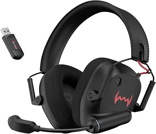 daWg HeadBug G60 Lightweight Wireless Gaming Headphones, 20ms Ultra Low Latency (2.4GHz), Bluetooth v5.4, 40mm Neodymium Drivers, Crystal Clear Mic, Soft Leatherlite Headband, for PS5, PS4, PC, Mobile