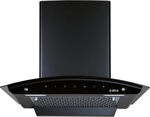 Elica 60cm 1200 m3/hr Filterless Autoclean Kitchen Chimney | FL 600 SLIM HAC MS NERO | Touch + Motion Sensor Control | Black