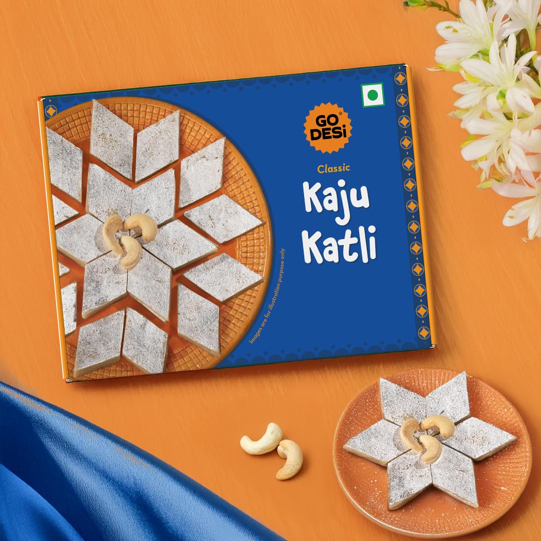 GO DESi Classic Kaju Katli 200 grams, Made with Cashew Nuts, Sweets Indian Mithai, Indian Sweets Gift Pack