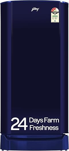 Godrej 183 L 3 Star | Farm Fresh Crisper Technology | Turbo Cooling Technology | Wide Shelf | Jumbo Vegetable Tray | Wired Shelves Direct Cool Single Door Refrigerator (RD R190C WRF NY BL, Navy Blue)