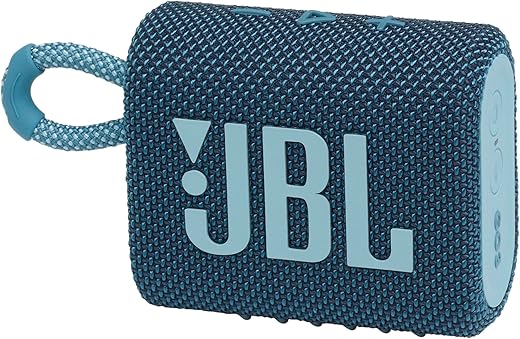JBL Go 3, Wireless Ultra Portable Bluetooth Speaker, Pro Sound, Vibrant Colors with Rugged Fabric Design, Waterproof, Type C (Without Mic, Blue)