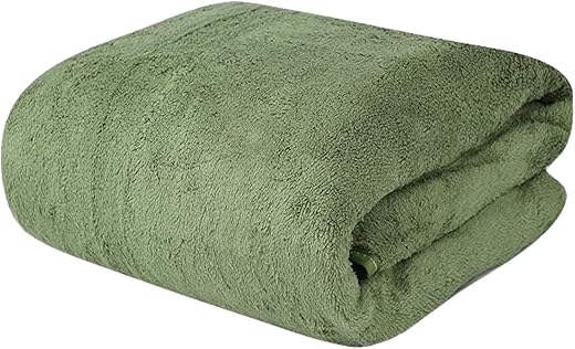 MAXOSHINE Microfiber Towels for Bath Large Size-Super Soft Coral Fleece Bathing Towel with Hook Quick Dry Super Absorbent-Bath Towel for Men and Women-70x140 cm (Green, Pack of 1)