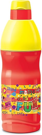 Milton Kool Buddy 600 Plastic Insulated Water Bottle with Straw for Kids, 500 ml, Red | School | Picnic | Sipper | Leak Proof | BPA Free | Food Grade | Easy to Carry