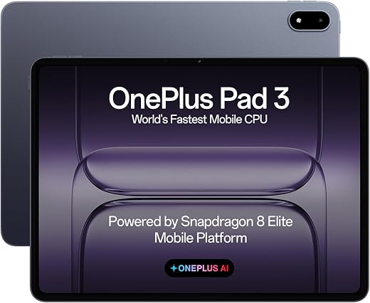 OnePlus Pad 3 World's Fastest Snapdragon 8 Elite Processor, 13.2" 3.4k Screen, 144Hz Adaptive Refresh Rate, 8 Speakers, OnePlus AI, 12140 mAh Battery, 12 GB RAM + 256 GB ROM WiFi, Storm Blue