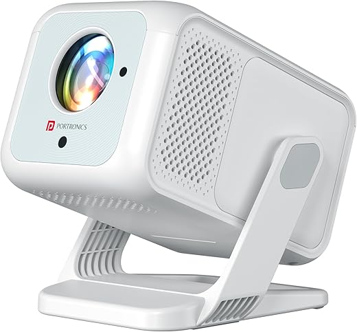 Portronics Beem 450 Smart LED Projector with 1080p Full HD Resolution, Built-in Streaming Apps (Netflix, Prime Video, Hotstar), 4000 Lumens, Screen Mirroring, 3 Watt Speaker, Bluetooth, Wi-Fi (White)