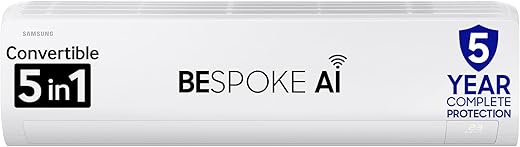 Samsung 1.5 Ton 3 Star AI Inverter Smart Split AC (WiFi, Energy Saving, Voice Control, Powerful Cooling, Copper, Digital Inverter, 4 Way swing, 5 Step Convertible, BESPOKE AI AR50F18D1LHNNA)