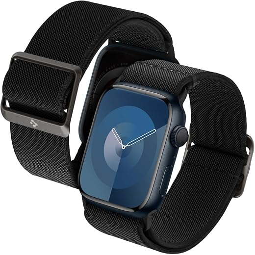 Spigen Lite Fit Strap Band for Apple Watch Ultra 3/2/1(49mm), Series 11/10(46mm), Series 9/8/7(45mm), SE3/SE2/SE/Series6/5/4(44mm), 3/2/1(42mm), Featherlight&Breathable Mesh - Black
