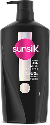 Sunsilk Radiant Black Shine Shampoo 650 ml || Infused with 3% VITA-GLOSS COMPLEX* || Gives Glass Shine Hair